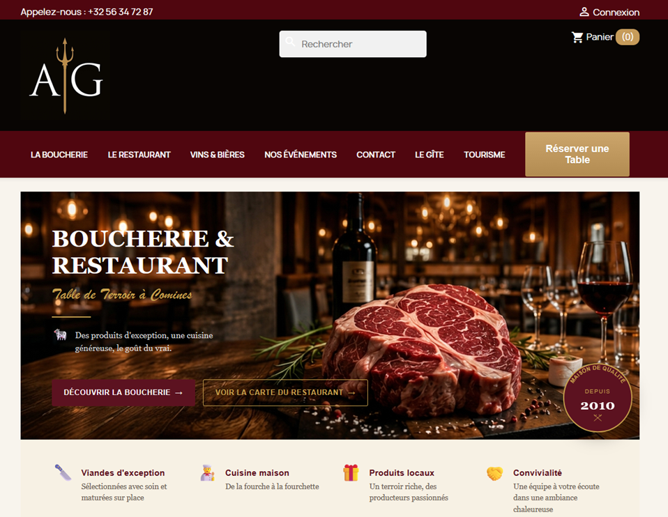 Restaurant Au Gourmet : Création d' un site avec réservations multiples.